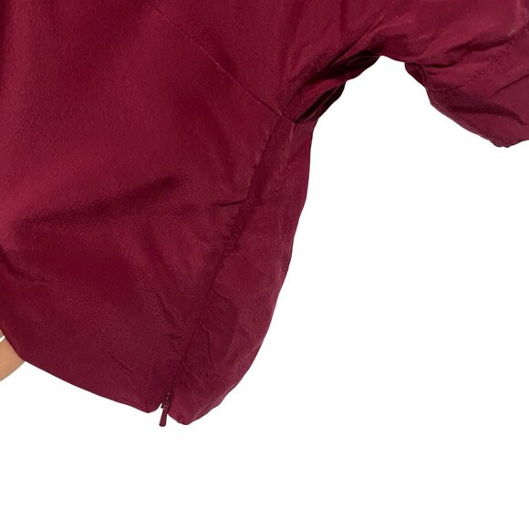 Anthro Maeve Draped V-Neck Ruched Silk Magenta Blouse Size 8 - Picture 3 of 9